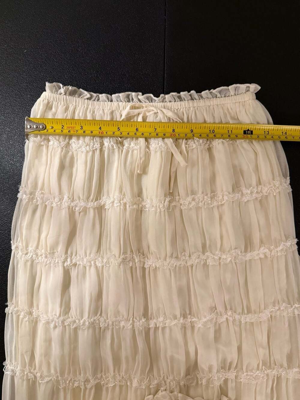 Thirty Thirty L/A Cream Ruffled Chiffon Crop Top and Maxi Skirt Two-Piece Set - Picture 6 of 8